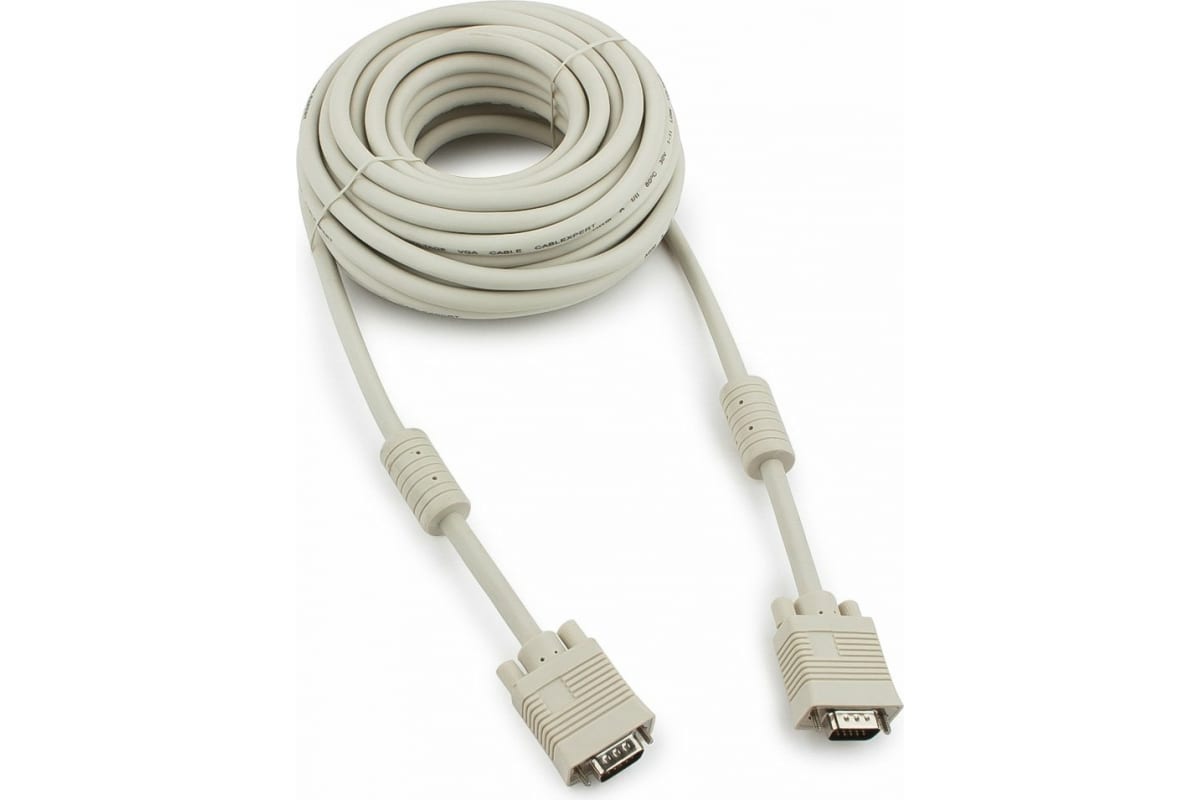 Удлинитель кабеля VGA видеосигнала Gembird (D-Sub HD15 (male) - D-Sub HD15 (female), 10.0 м, белый, 2 ферритовых кольца, тройное экранирование, Premiu