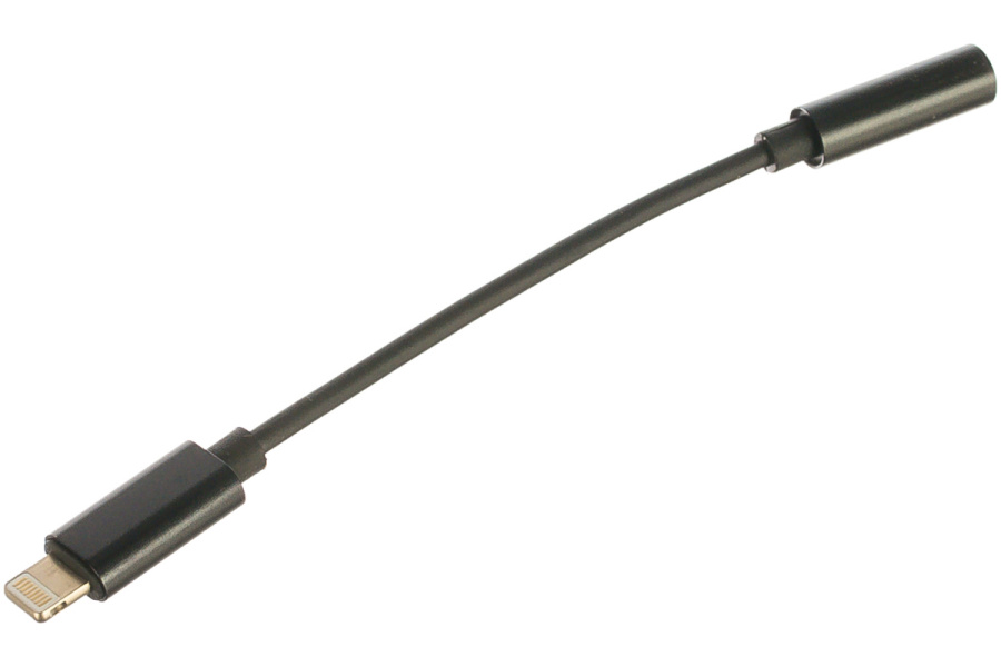 Кабель-адаптер Lightning - Jack 3.5 Gembird Cablexpert (Lightning (male) - 3.5mm mini-Jack 4-pin (female), 0.15м, черный) [ CCA-LM3.5F-01 ]