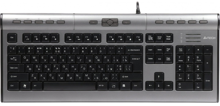 Клавиатура A4-Tech KLS-7MUU (черно-серебристый, USB, мембранная, 1 xUSB, полноразмерная)