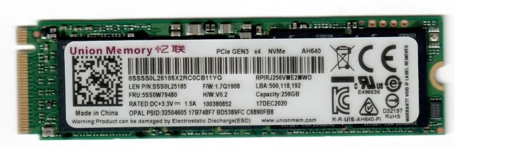 Накопитель SSD M.2 256 GB Union memory AH640 (SSS0L25185) Retail (PCI-Express 4x rev.3.0 (NVMe 1.2), TRIM, M.2 Type 2242 (42x22x3.5mm)) [ SSS0L25185 ]