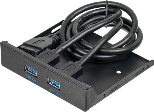 Панель 3.5" USB Hub [ ASIA FP 2XUSB3.0 ] (Без БП, черный, 2 порта USB 3.0, со шлейфом для подключения к материнской плате)