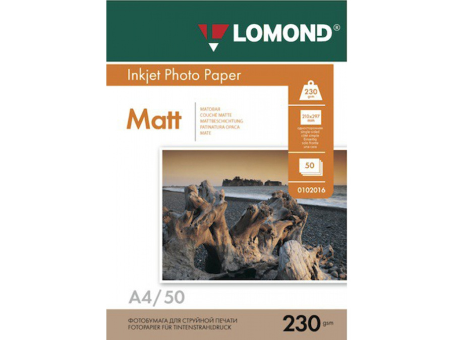 Фотобумага Lomond для для струйных, матовая (A4) 50 л. (230 г/м2) [ 0102016 ]