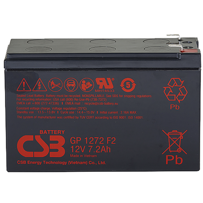 Аккумулятор CSB GP1272 (F2, 12V / 7.2 Ah, lead-acid)