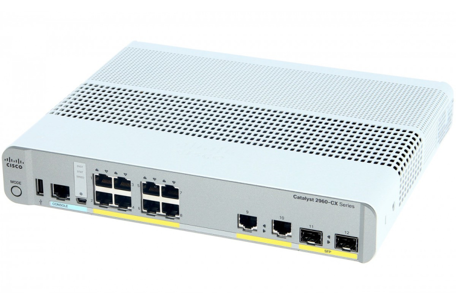 Коммутатор управляемый Cisco [ WS-C2960CX-8TC-L ] Catalyst 2960 Switch (LAN Base Image, Rack-mountable 1U)