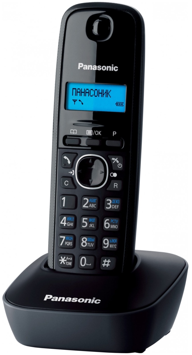DECT Уцененный товар телефон Panasonic KX-TG1611RUH (Dark Grey, АОН, caller ID, память 50 номеров)