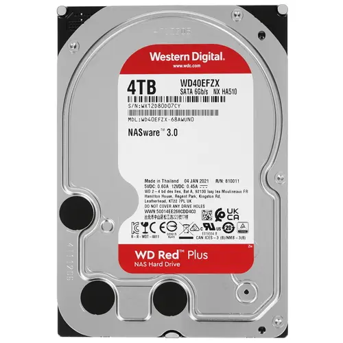 Жесткий диск SerialATA 3.5" 4000 GB WD Red Plus (WD40EFZX) (5640 об/м, 128 MB, SATA600, для использования в NAS (до 8 дисков), Advanced Format 4Kn, то