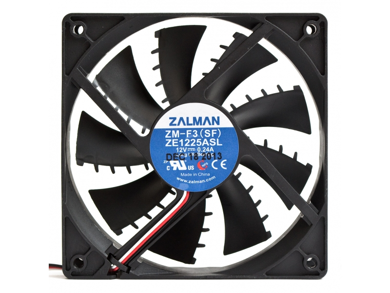 Вентилятор для корпуса Zalman ZM-F3(SF) (1200 rpm, Min: 20 dBA, Max: 23 dBA, 120x120x25 мм, 3-pin, Long life sleeve bearing, черный, Shark Fin Blade, 