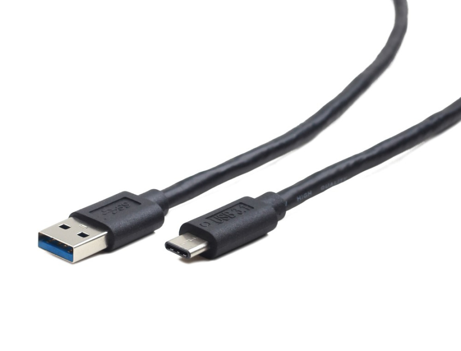 Кабель-переходник USB 3.0 Gembird (USB Type A (male) - USB Type C (male), 1.8 м, черный, подключение устройства с USB3.1 портом к USB3.0-порту, пакет)