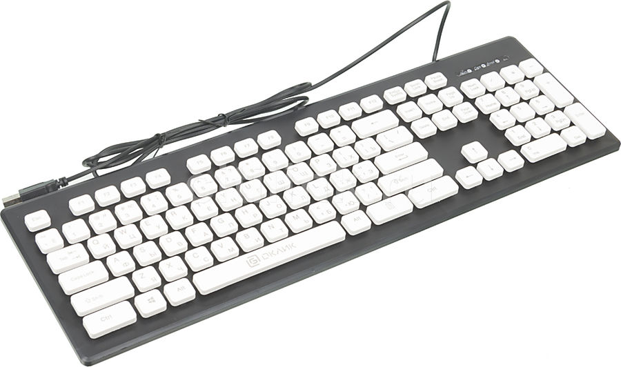 Клавиатура Oklick 580M Slim (белый/черный, USB, мембранная, 1.5 м, 104 кл., полноразмерная) [ 483493 ]