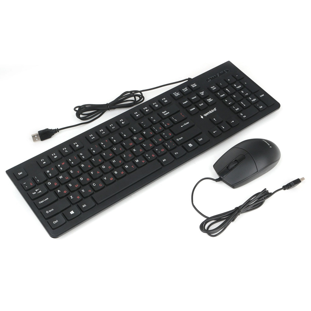 Комплект клавиатура + мышь Gembird KBS-9050 (черный, USB, мембранная кл-ра, 1.5 м, полноразмерная кл-ра, оптическая мышь, 1000 dpi)
