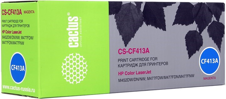 Уцененный товар Тонер-картридж Cactus [ CS-CF413A ] (вскрыта упаковка) CF413A (до 2300 стр) для HP LJ M452DW/DN/NW M477FDW/M477FDN/M477FNW (magenta)