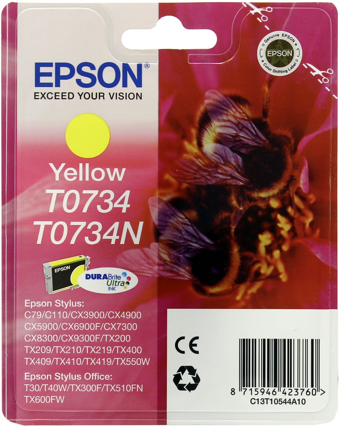Уцененный товар Картридж Epson T10544/T0734 [ T10544A10/T07344A ] (yellow) для Stylus C79/C110/CX3900/CX4900/CX5900/CX7300