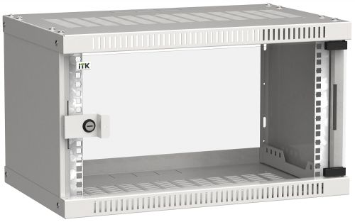 Шкаф монтажный настенный (6U) ITK [ LWE3-06U53-GF ] (550x350мм, стекл. дверь, серый, LINEA WE)
