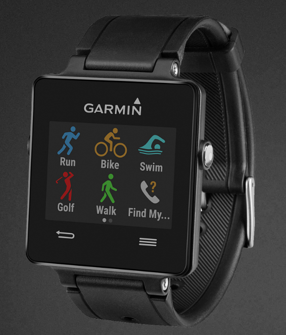 Уцененный товар Умные часы Garmin Vivoactive (черный) [ 010-01297-00 ] (после ремонта, 1.57 ", 10 часов мAч, Bluetooth, GPS, пульсометр, шагомер, мониторинг калорий, 205х148)