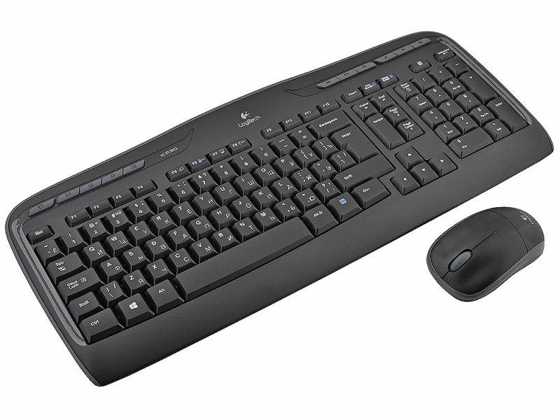 Беспроводные клавиатура + мышь Logitech Wireless Desktop MK330 Wireless Combo (черный, USB, мембранная кл-ра, полноразмерная кл-ра, оптическая мышь, 1