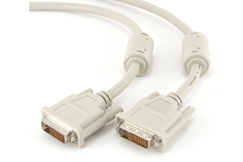 Кабель DVI видеосигнала Gembird (DVI-D (male) - DVI-D (male), 4.5 м, белый, позолоченные контакты, ферритовые кольца, экранирование, Dual Link) [ CC-D