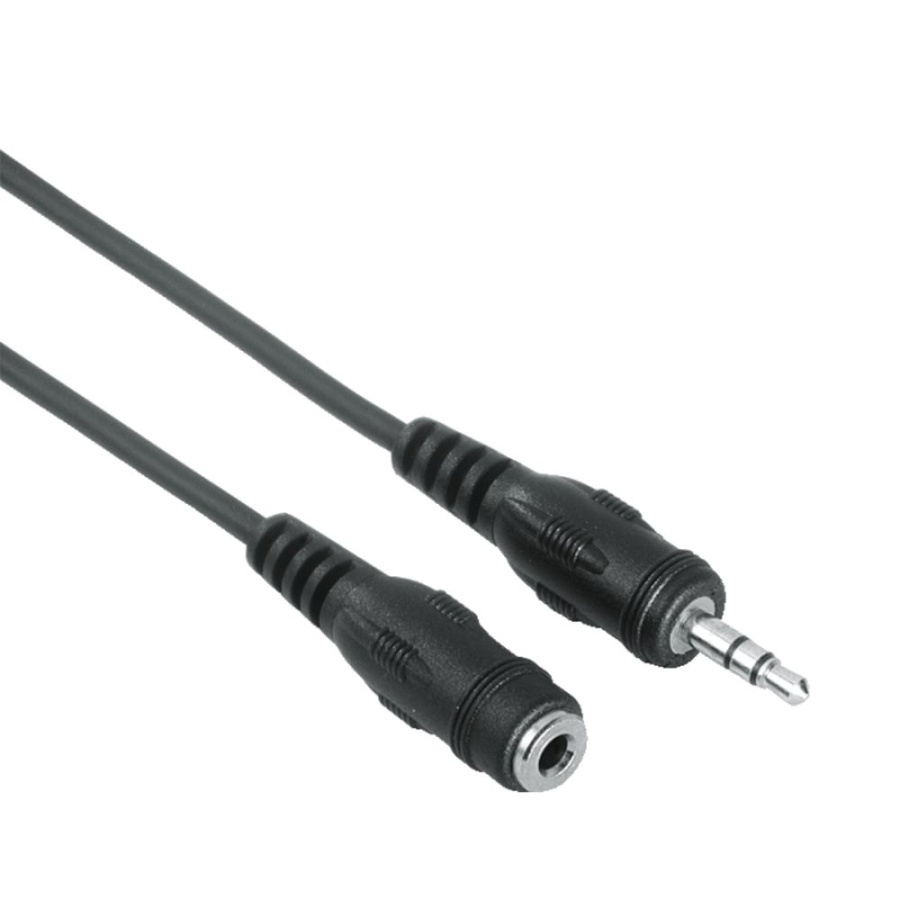 Удлинитель кабеля аудиосигнала HAMA (3.5mm mini-Jack Stereo(male) - 3.5mm mini-Jack Stereo(female), 2.5 м, черный) [ H-48910 ]