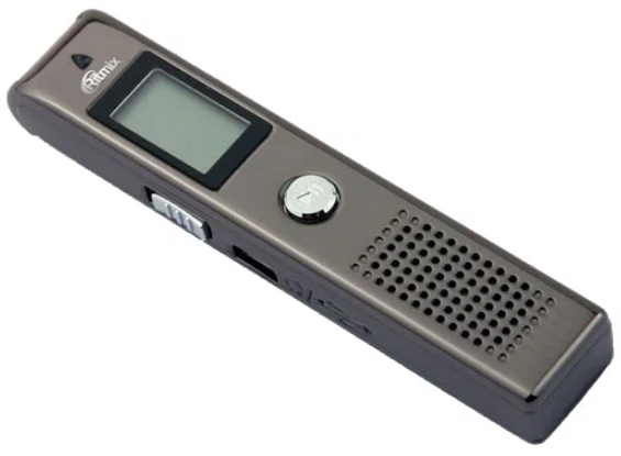 Уцененный товар Диктофон цифровой Ritmix RR-100 (черный, Б/У, небольшие потертости, не товарный вид упаковки, 46 г, сверхкомпактный металлический корпус, 87x19x12.6 мм, USB 2.0, 8 GB GB, до 136 часов, MP3, WMA)