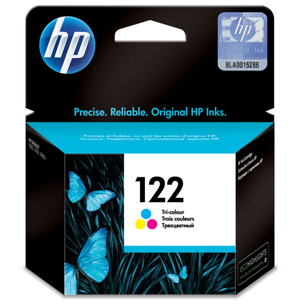 Уцененный товар Картридж HP 122 [ CH562HE ] (cyan, magenta, yellow, до 100 стр) для DJ-1050/2050/3050, Без гарантии (вскрыт, срок годности  янв. 2020)