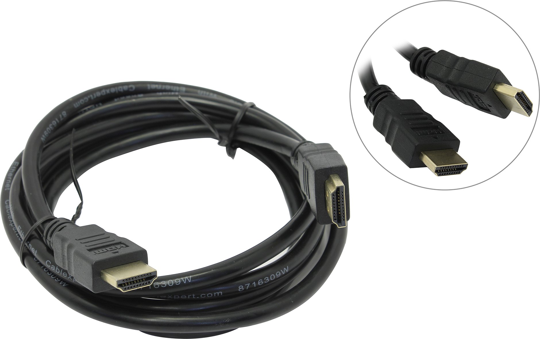 Кабель HDMI видео и аудио сигналов Gembird High Speed HDMI with Ethernet (HDMI Type A (male) - HDMI Type A (male), 1.8 м черный, позолоченные контакт