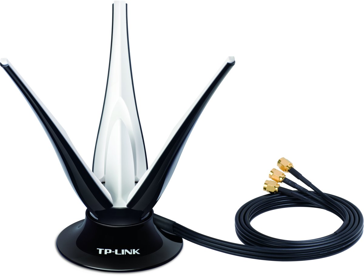 Антенна WiFi внутренняя тройная TP-Link [ TL-ANT2403N ] (всенаправленная, 3 dBi, RP-SMA, поддержка MIMO, на одной подставке, длина кабеля 1 м)