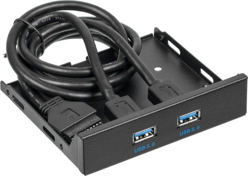 Панель 3.5" USB Hub [ ASIA FP 2XUSB3.0 ] (Без БП, черный, 2 порта USB 3.0, со шлейфом для подключения к материнской плате)