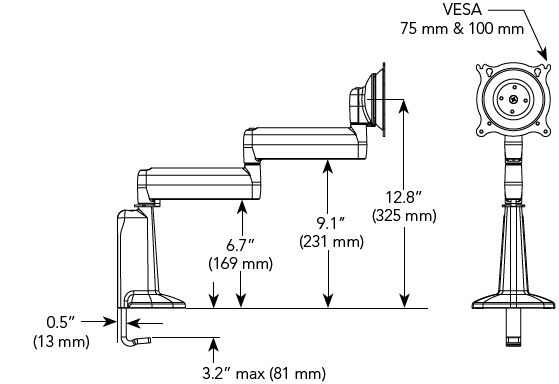 Крепление настольное CHIEF Dual Swing LCD Arm Desk Mount KCD110b (Black, с двумя поворотными звеньями 6-42см, без регулировки высоты, VESA 75 x 75 и 100 x 100, совместимо с ЖК-мониторами весом до 18.2кг)