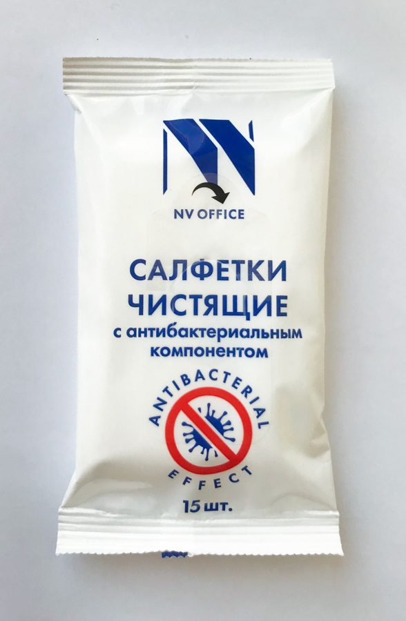 Салфетки влажные антибактериальные NV-Office [ NVO-03-002 ] (мягкая упаковка, 180х110 мм,15шт)
