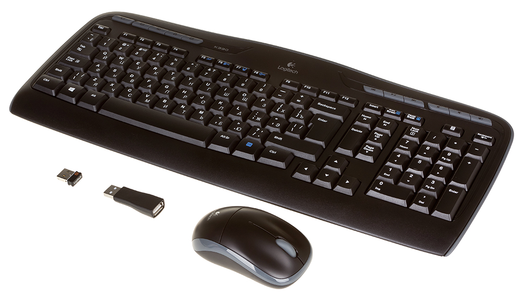 Беспроводные клавиатура + мышь Logitech Wireless Desktop MK330 Wireless Combo (черный, USB, мембранная кл-ра, полноразмерная кл-ра, оптическая мышь, 1