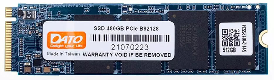 Накопитель SSD M.2 512 GB DATO DP700 (DP700SSD-512GB) Retail (2500 МБ/сек, 1200 МБ/сек, PCI-Express 4x rev.3.0 (NVMe 1.3), 3D NAND (TLC), TRIM, M.2 Ty