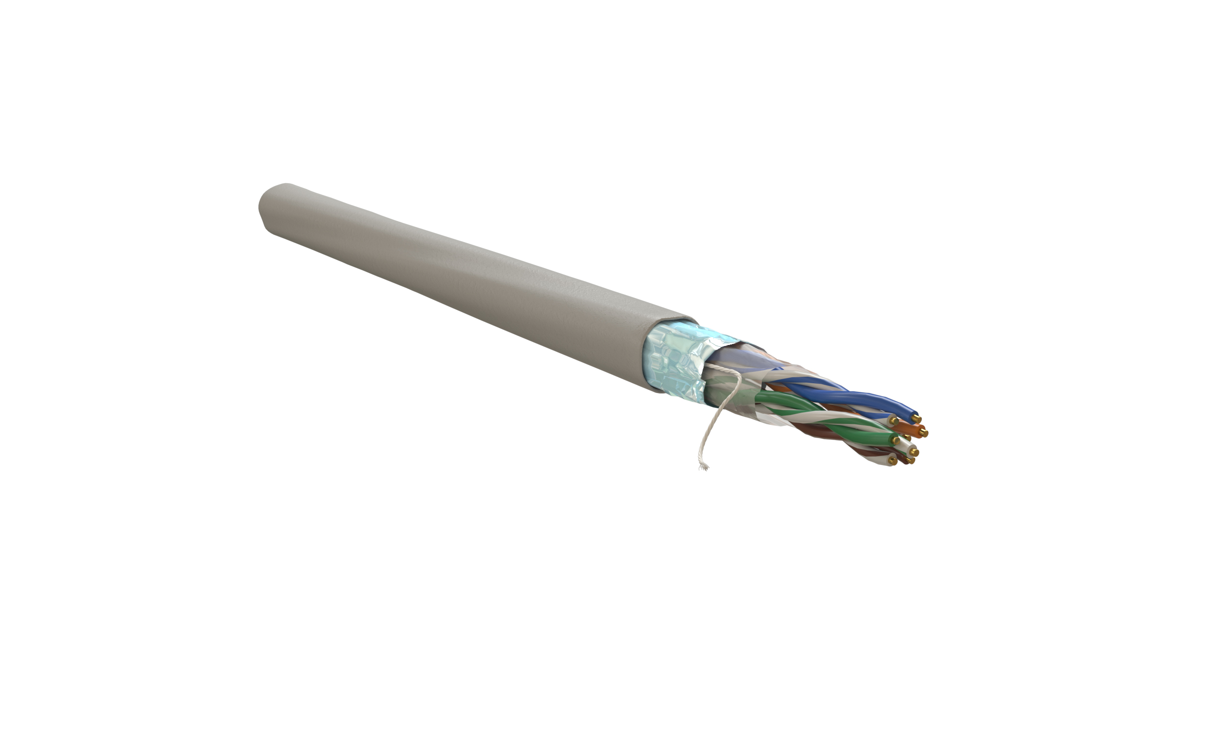 Кабель медный F/UTP экранированный Кат.5Е WRline [ WR-FTP-4P-C5E-PVC-GY]  (4 пары (0,50 мм), одножильный, внутренний, PVC нг(А)-LS, серый, 305 м)