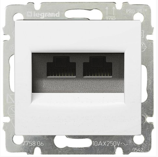 Розетка сетевая Legrand [ 774231 ] Valena (2 x RJ45, UTP  Кат.5E, белая)