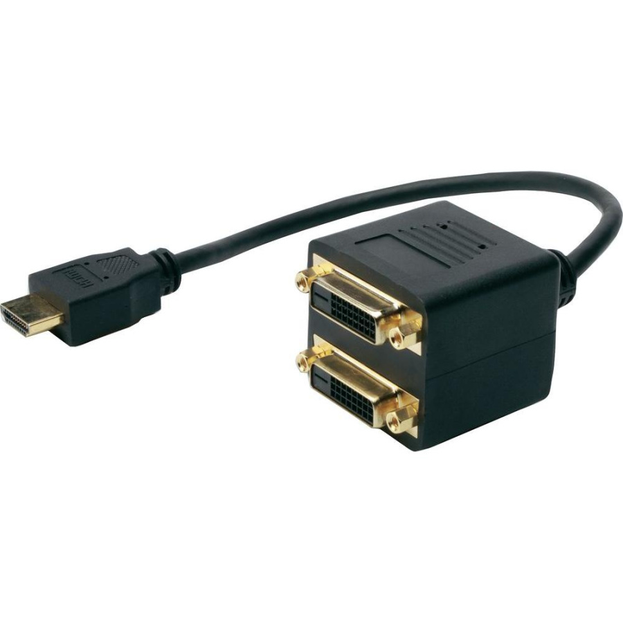 Разветвитель HDMI-сигнала Espada [ EHDMIM2xDVIF25 ] (2:1, кабель HDMI к 2-м одинаковым DVI-D (24+1 pin, female) мониторам, пассивный, 0.25 м)