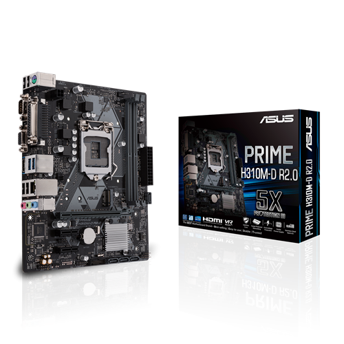 Материнская плата ASUS PRIME H310M-D R2.0 Retail (Intel, H310C, S - 1151-2, mATX, Dual channel DDR4-2666, 2 slots, (до 32 GB), SATA: 4, SATA600, M.2 S